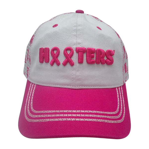 Ladies Pink Ribbon Ponytail Trucker Hat