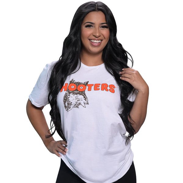 Hooters Racing Flames Adult Crew Neck T-Shirt Black MD