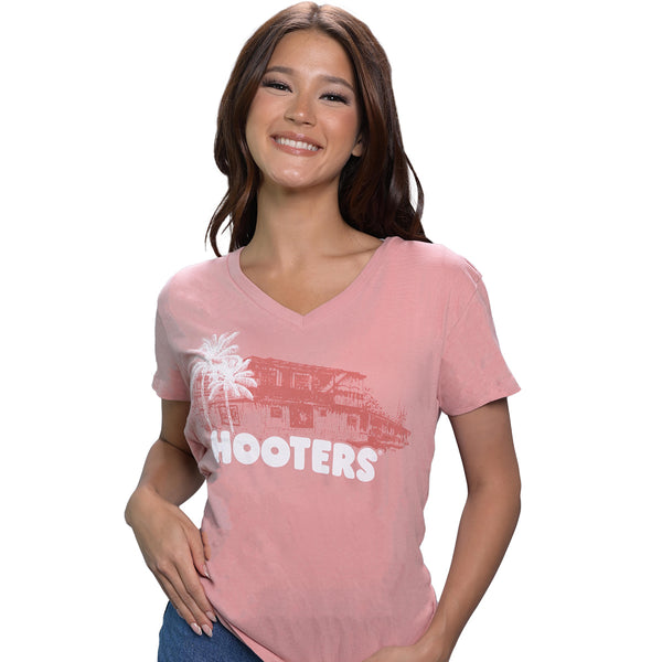 Ladies Original Hooters Sketch V-Neck Shirt