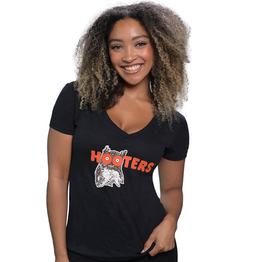 Ladies Retro Logo V-Neck-Black