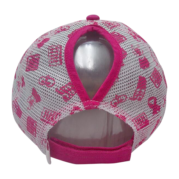 Ladies Pink Ribbon Ponytail Trucker Hat Hooters Online Store