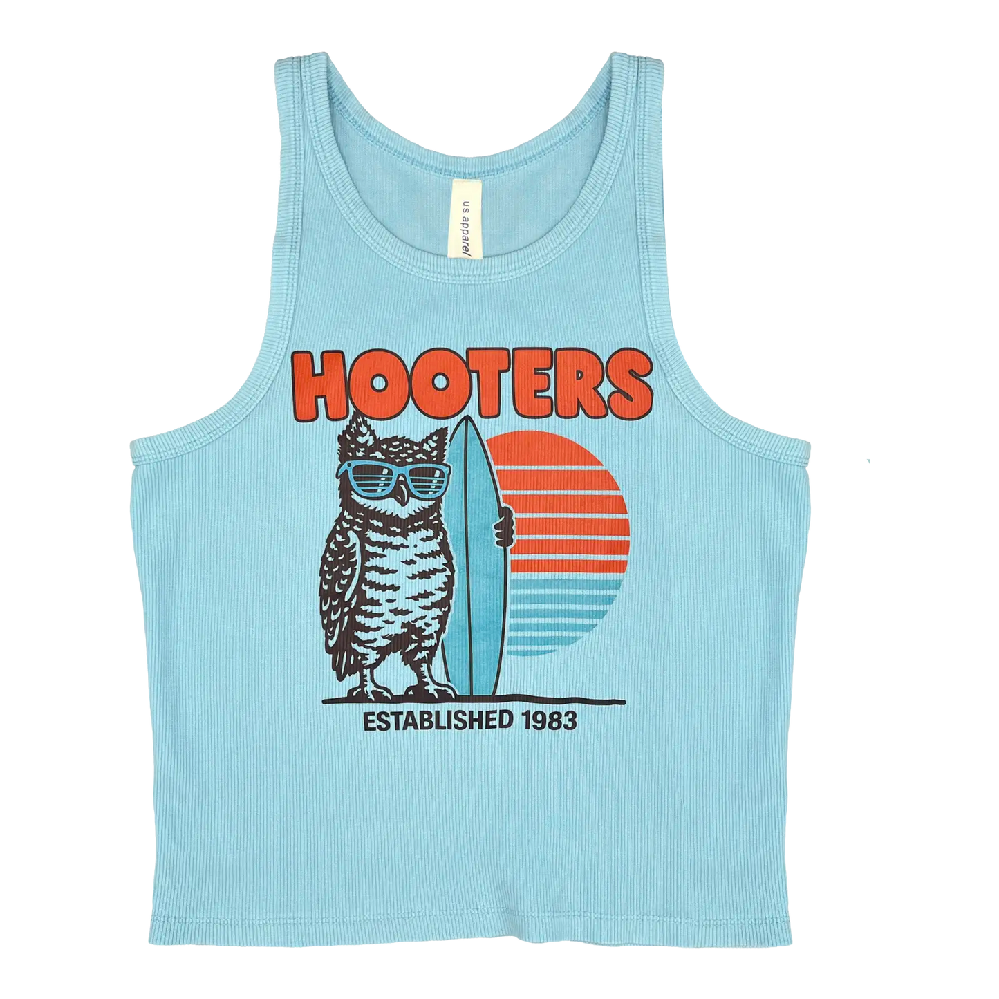 Sunset Ladies Cropped Tank Top (Blue)