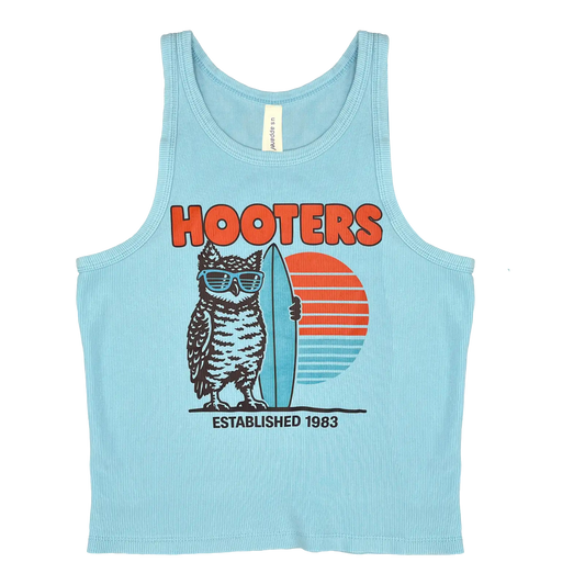 Sunset Ladies Cropped Tank Top (Blue)