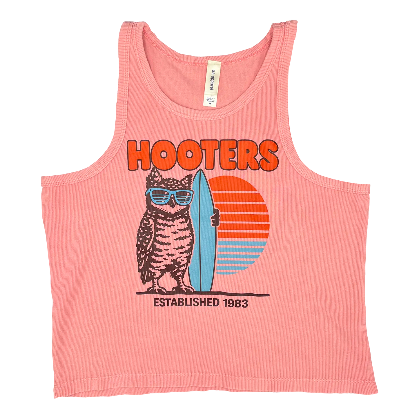 Sunset Ladies Cropped Tank Top (Coral)