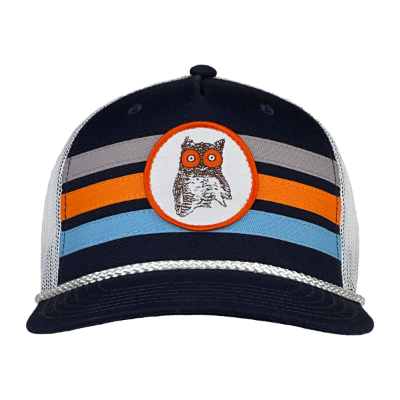 Navy Stripe Round Patch Trucker Hat