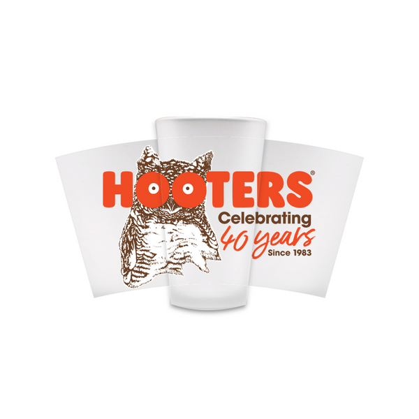 Hooters 40th Anniversary Logo Frosted Pint Glasses