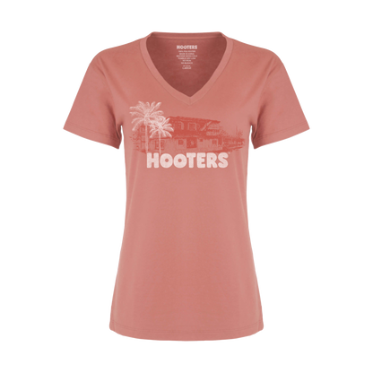 Ladies Original Hooters Sketch V-Neck Shirt