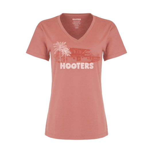 Ladies Original Hooters Sketch V-Neck Shirt