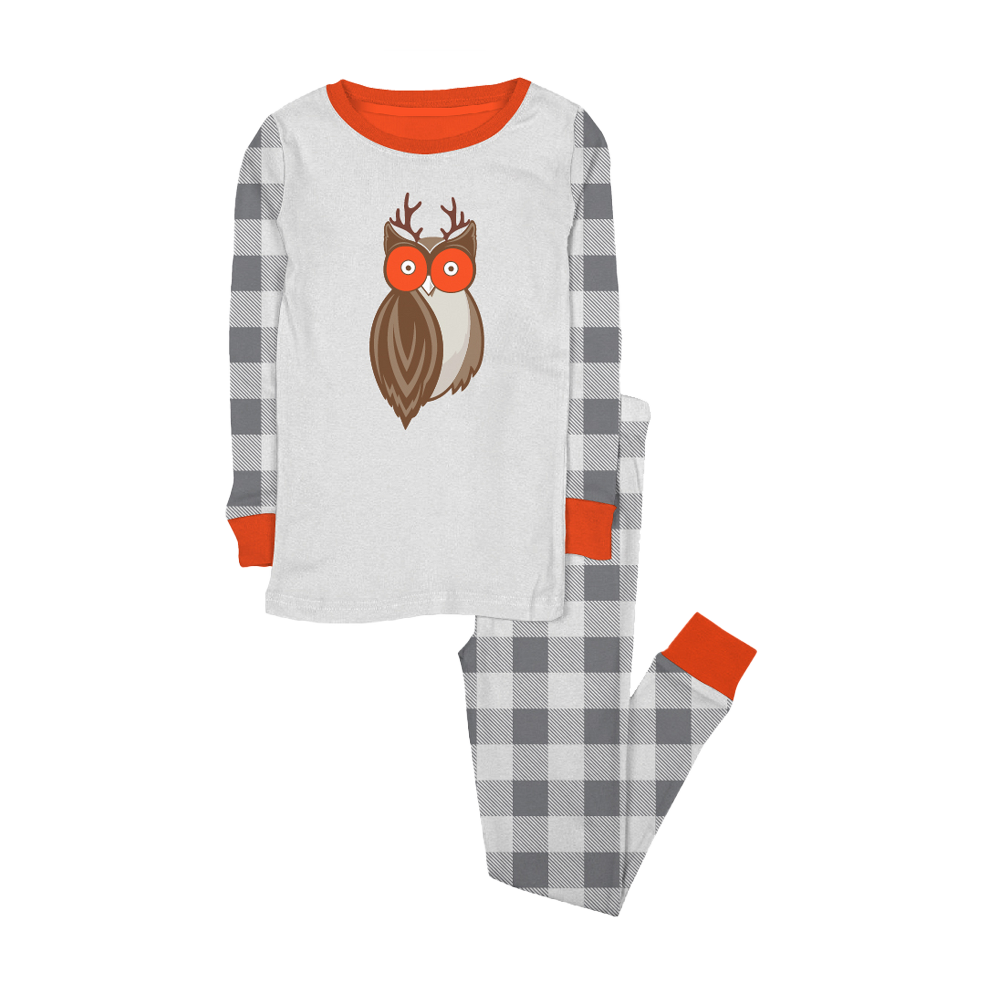 Unisex Owl Plaid Pajama Set