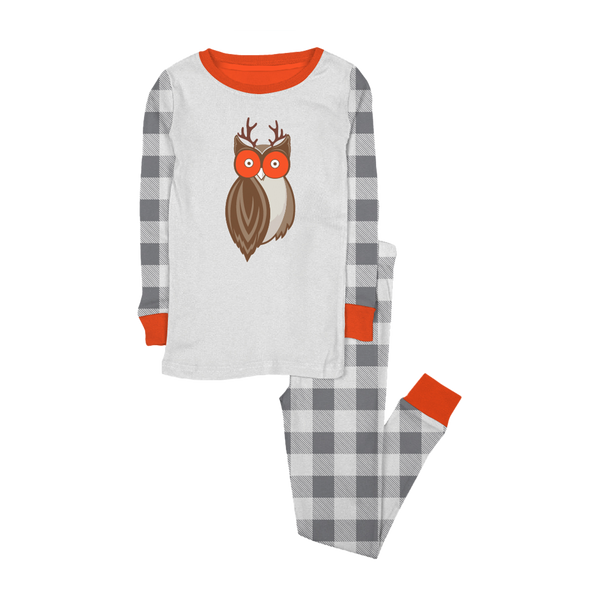 Unisex Owl Plaid Pajama Set