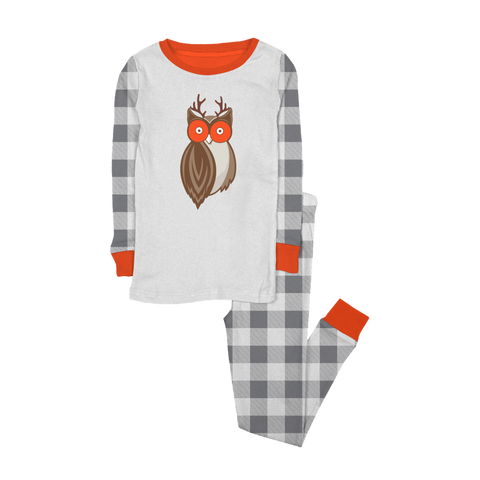 Unisex Owl Plaid Pajama Set