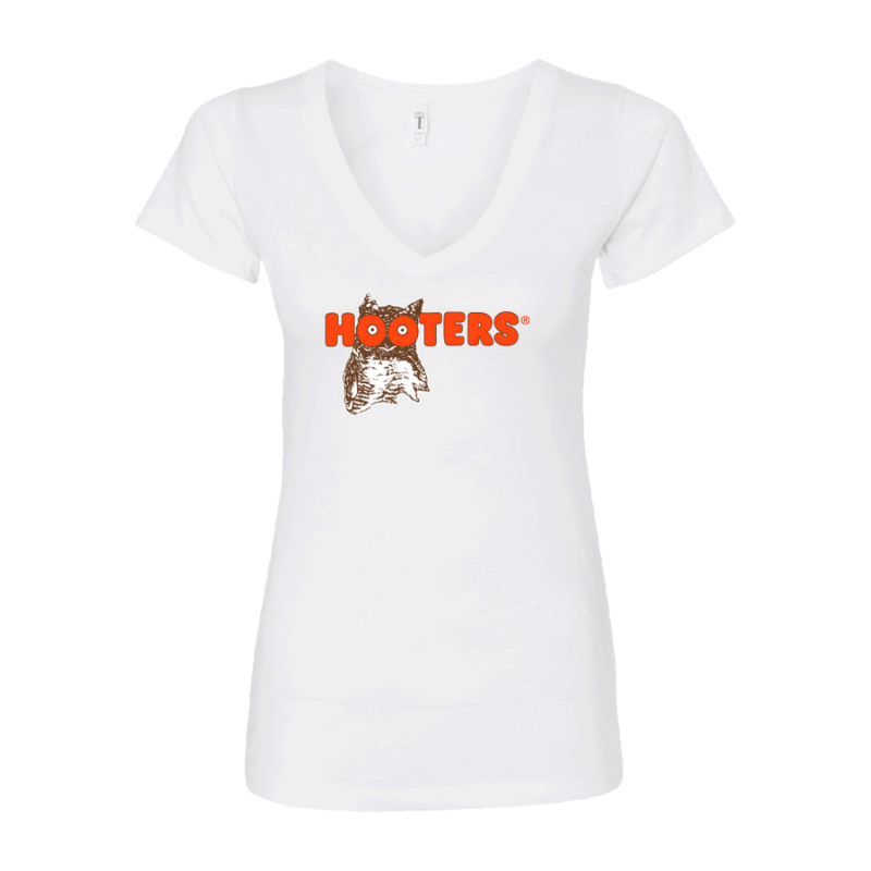 Ladies Retro Logo V-Neck-White